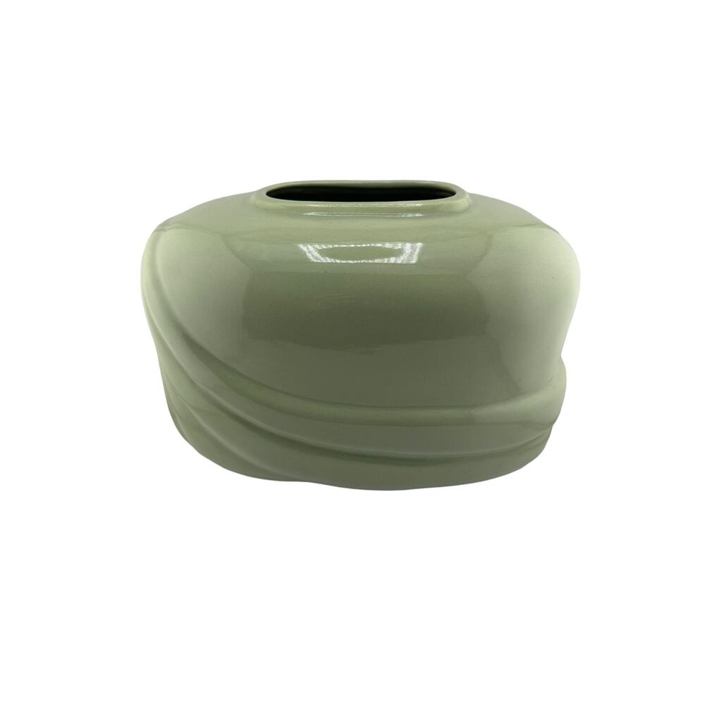 Vintage Madeline Originals Art Deco Mid Century Celery Green Oval Vase